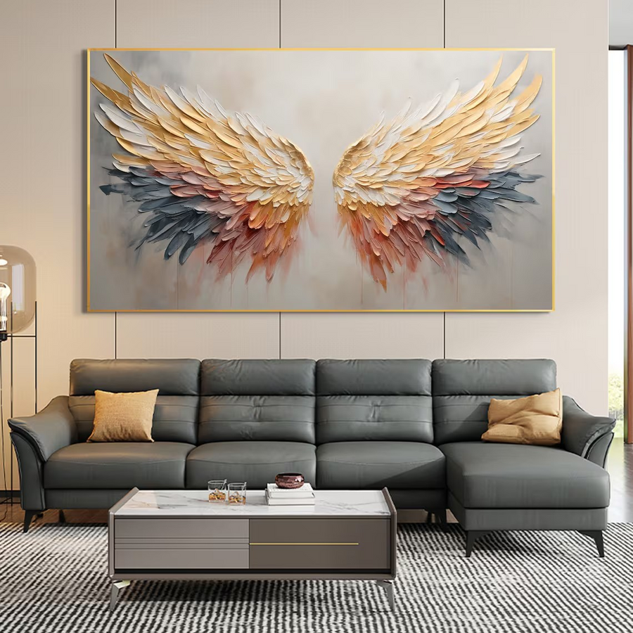 3D Angel Wing Abstract Wall Art in Soft Tones #BGA 021 hand-painted oil painting