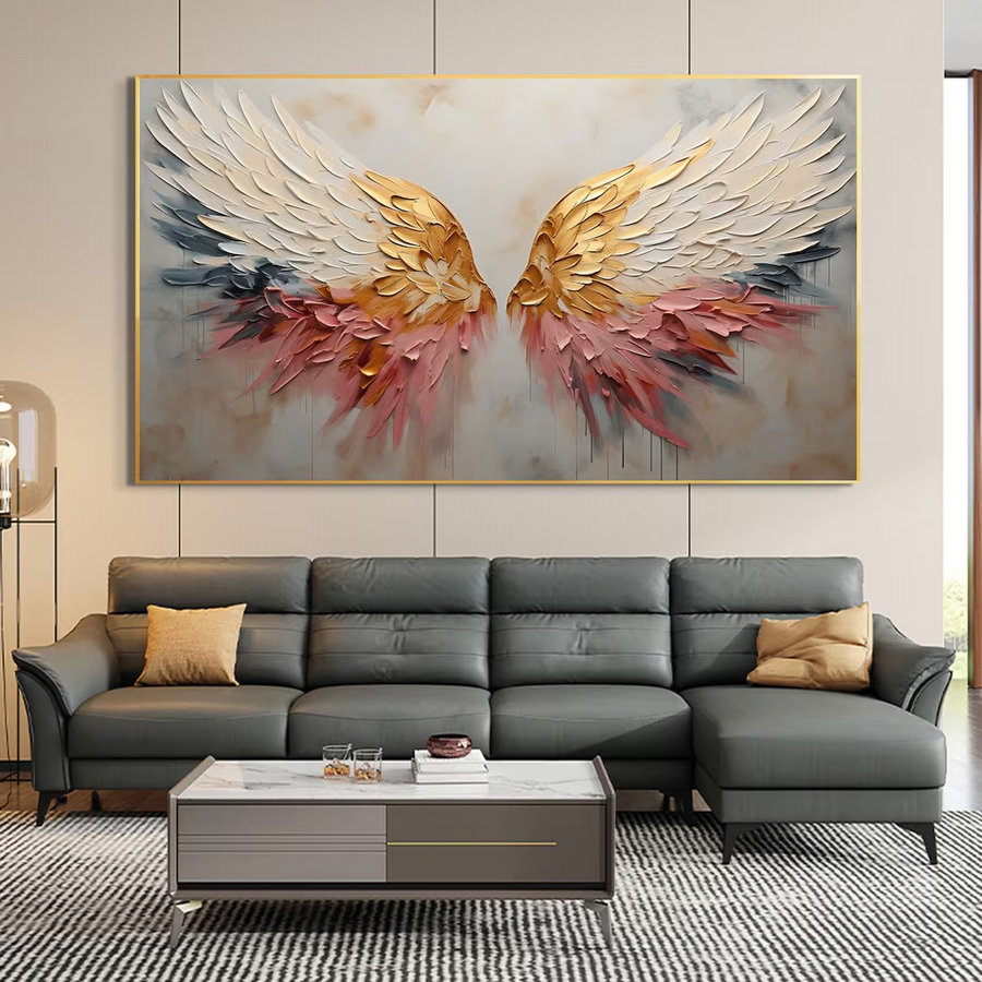 3D Angel Wing Abstract Wall Art in Soft Tones #BGA 022 hand-painted oil painting