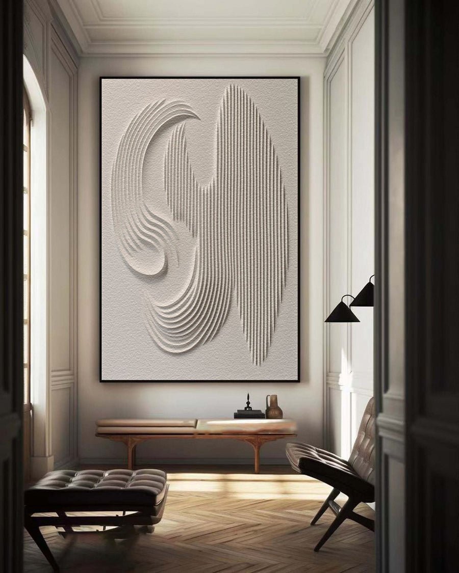 3D Textured Wall Art with Organic Waves in Minimalist Neutral Tones #BBM 022 hand-painted oil painting