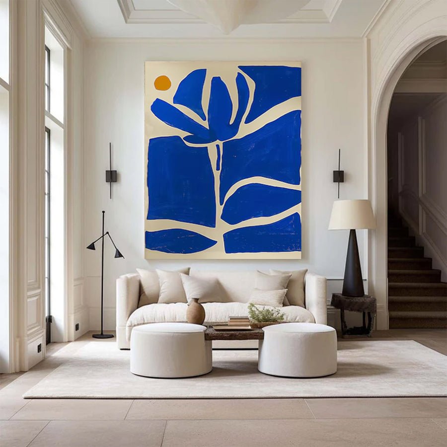 Blue Abstract Floral Cutout Painting | artvistagallery  #WG 096 hand-painted oil painting