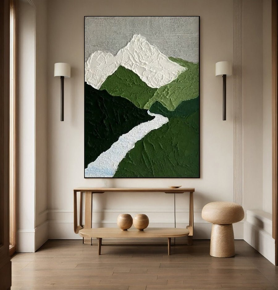 Abstract Canvas with Texture Evoking Peaks, Valleys And River #BGA 273 hand-painted oil painting