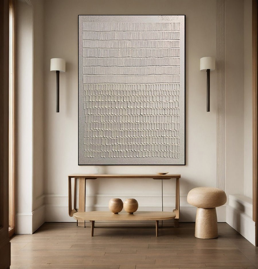 Abstract Canvas with Vertical Markings in Horizontal Bands #BGA 248 hand-painted oil painting