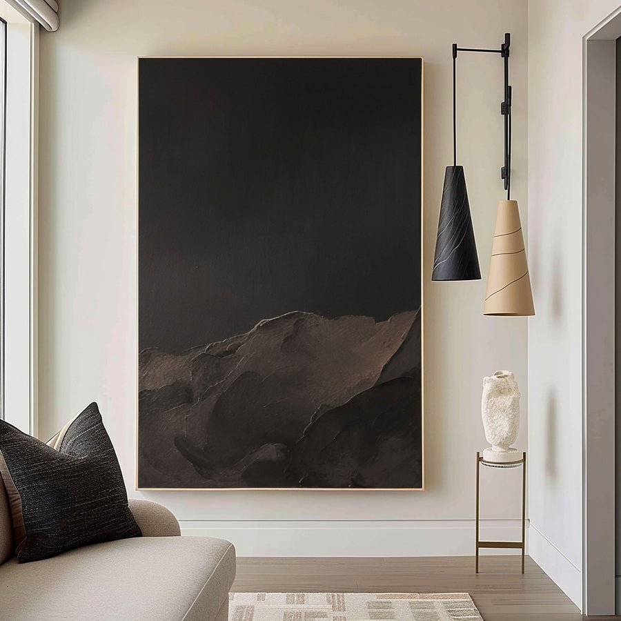 Abstract Dark Mountain Painting, Textured Boundary #BGA 144 hand-painted oil painting