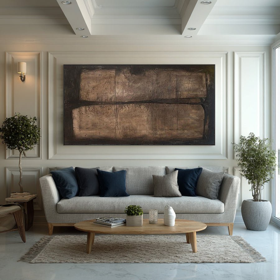 Abstract Earth Tones Canvas Art - Minimalist Wall Decor #WG 076 hand-painted oil painting