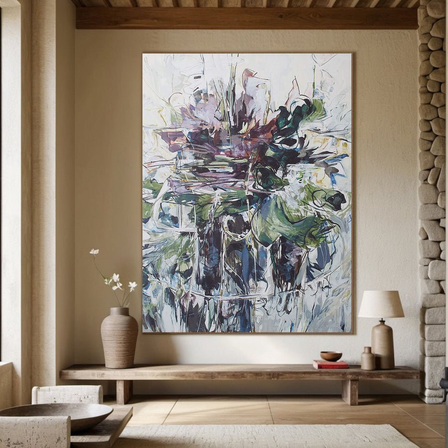 Abstract Expressionist Painting, Dark Central Form #CWA 014 hand-painted oil painting