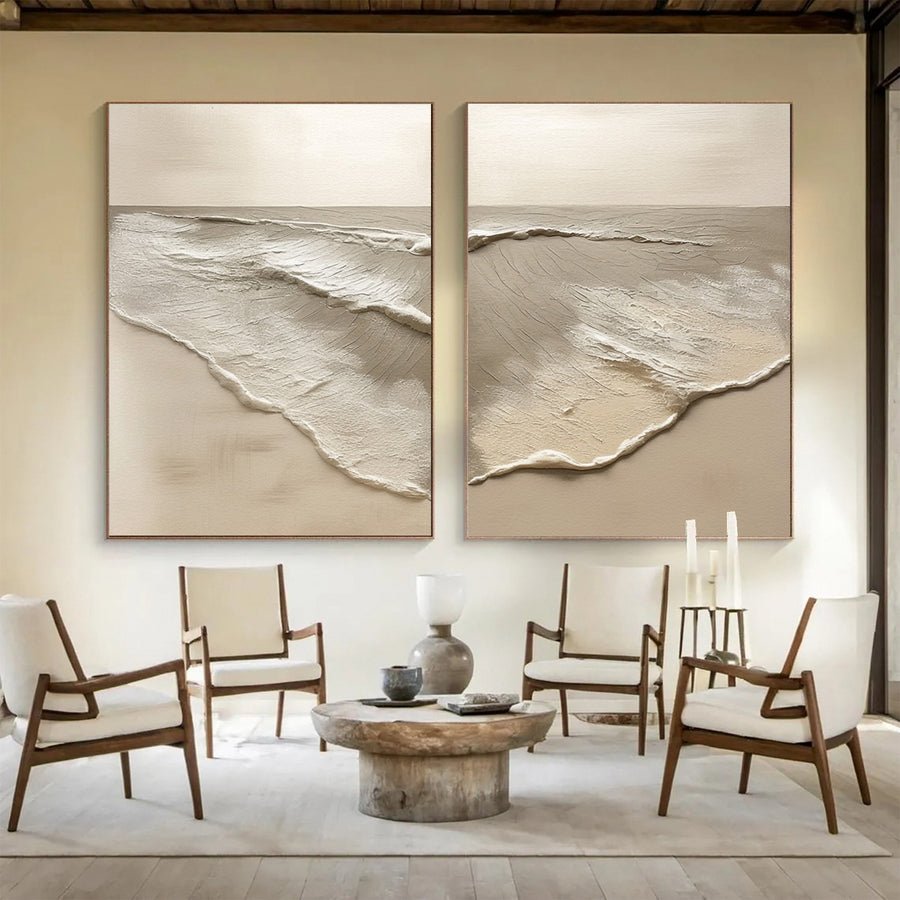 Abstract Beach Pair with Naturally Textured Muted Tones #BGA 220 hand-painted oil painting