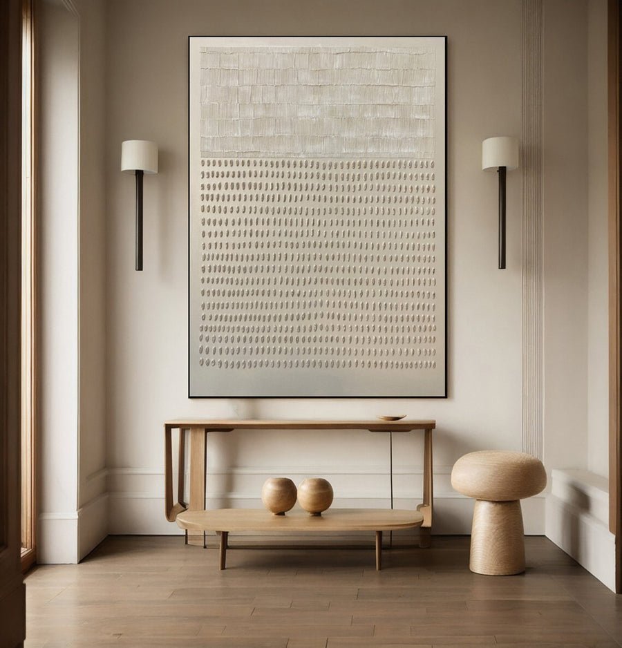 Abstract Neutral Composition with Grid and Organic Lines #BGA 210 hand-painted oil painting
