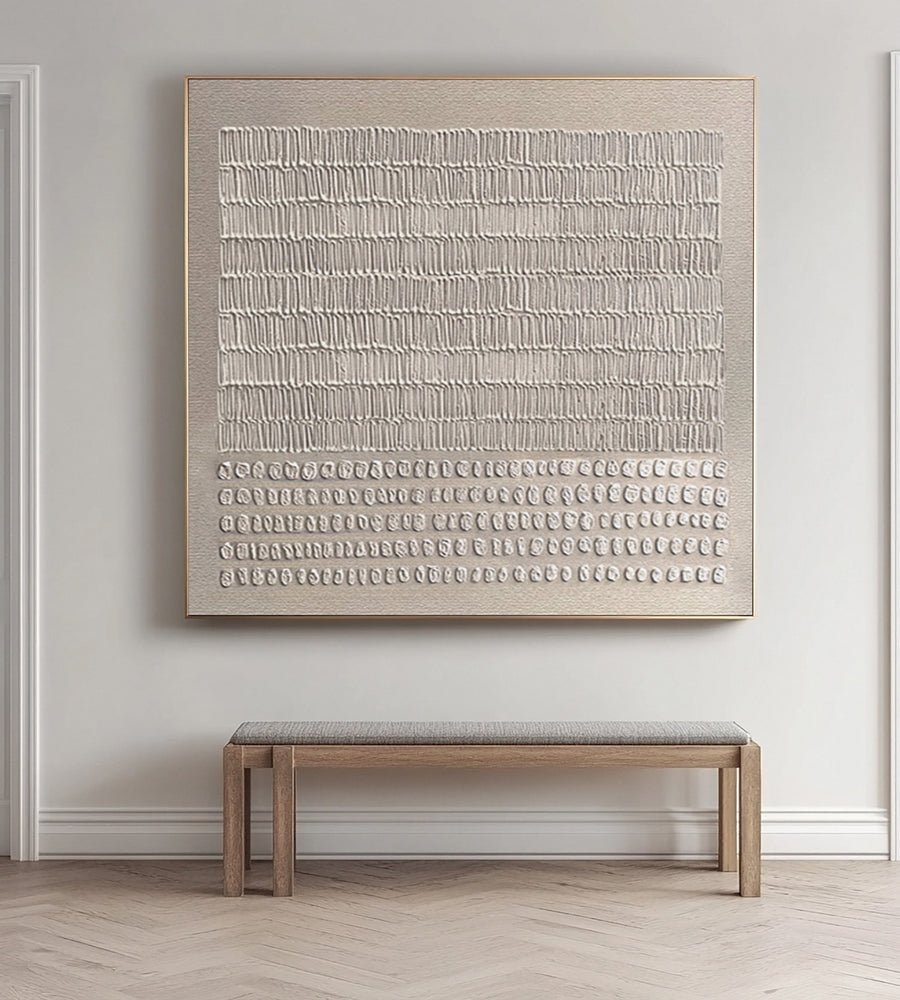 Abstract Neutral Composition with Organic Vertical Textures #BGA 222 hand-painted oil painting