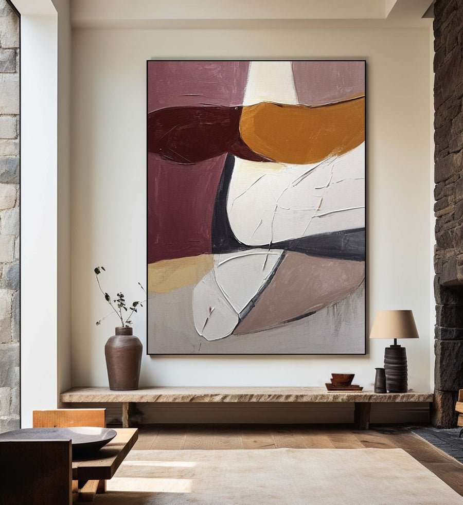 Abstract Oil Painting in Earthy Tones Unique Modern Wall Decor #BBA 023 hand-painted oil painting