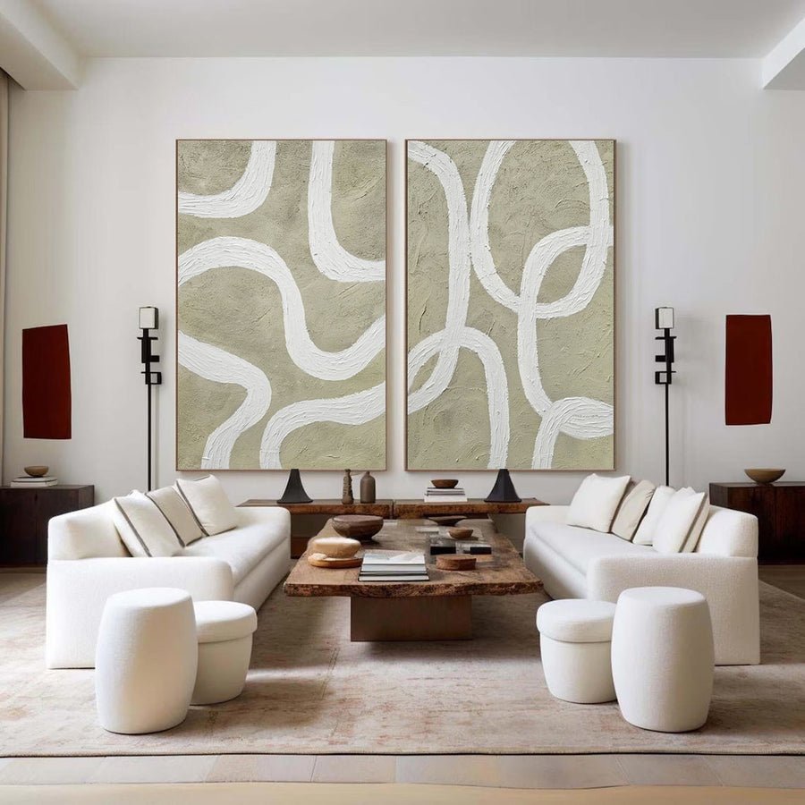 Abstract Tranquility Painting SET OF 2 #AVG 027 hand-painted oil painting