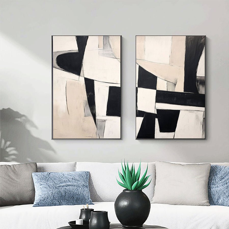 Abstract Tranquility Painting SET OF 2 #CXA 001 hand-painted oil painting