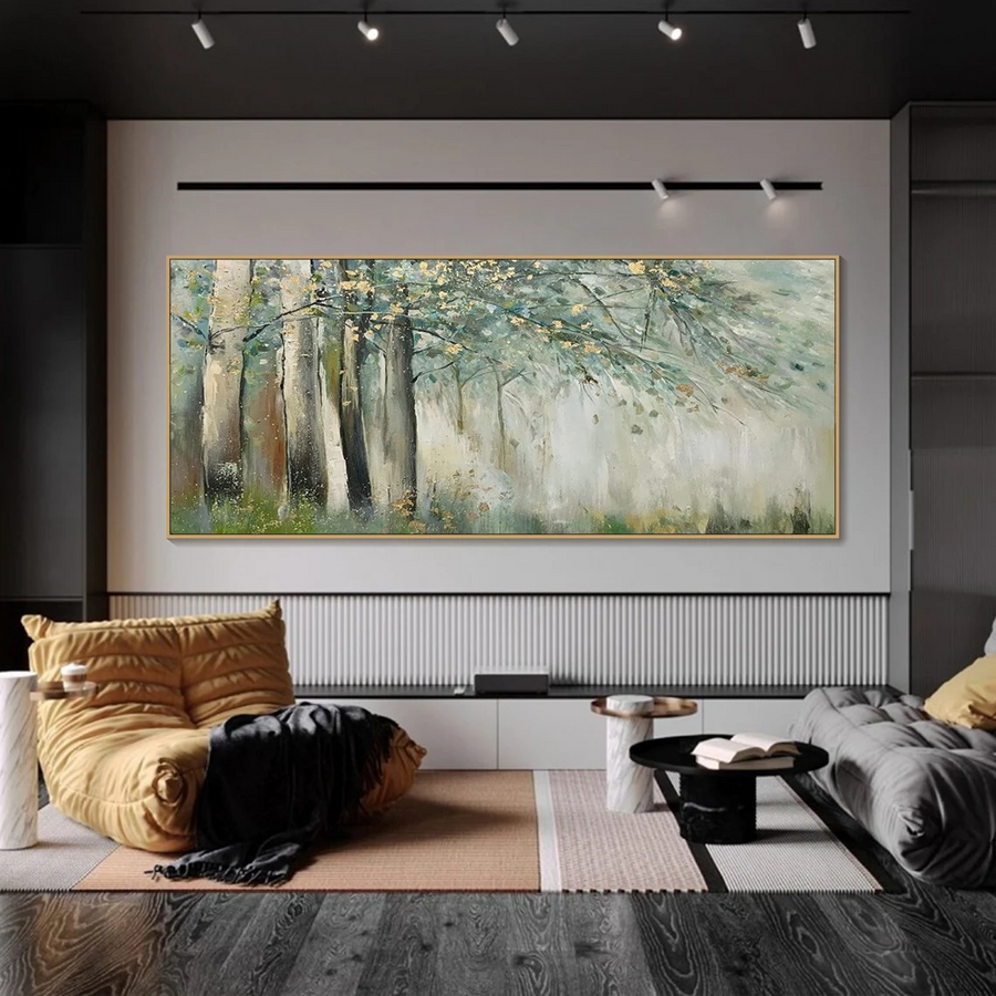 Abstract Tree Wall Art in Soft Greens #BGA 012 hand-painted oil painting