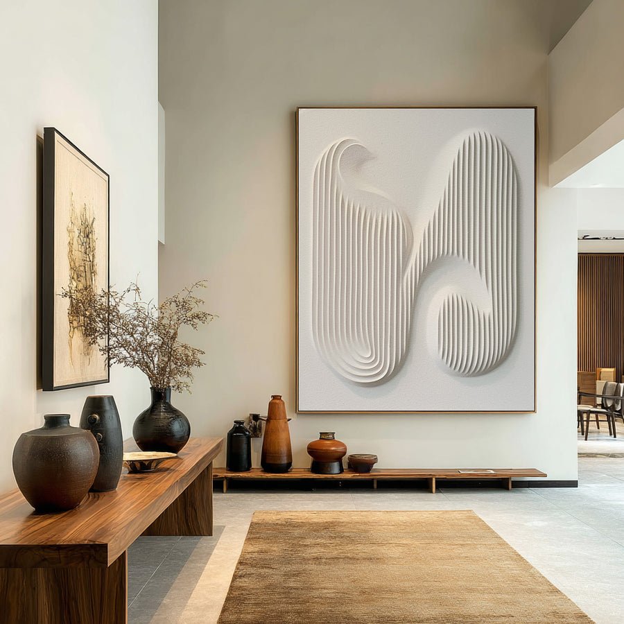 Abstract White Textured Art - Modern 3D Relief Wall Decor #WG 082 hand-painted oil painting
