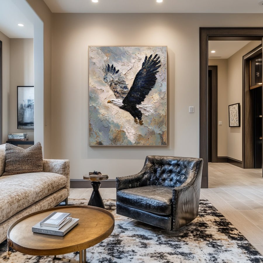Abstract Wildlife Canvas Bold Eagle Textured Artwork #WG 049 hand-painted oil painting