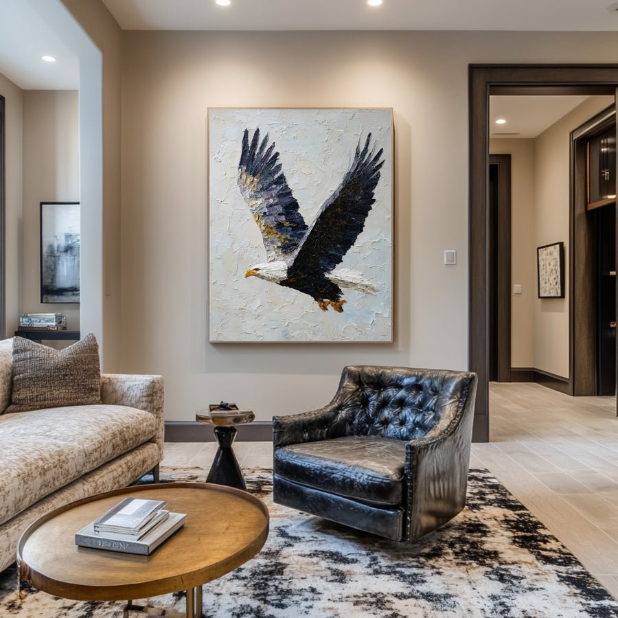 Abstract Wildlife Canvas Bold Eagle Textured Artwork #WG 050 hand-painted oil painting