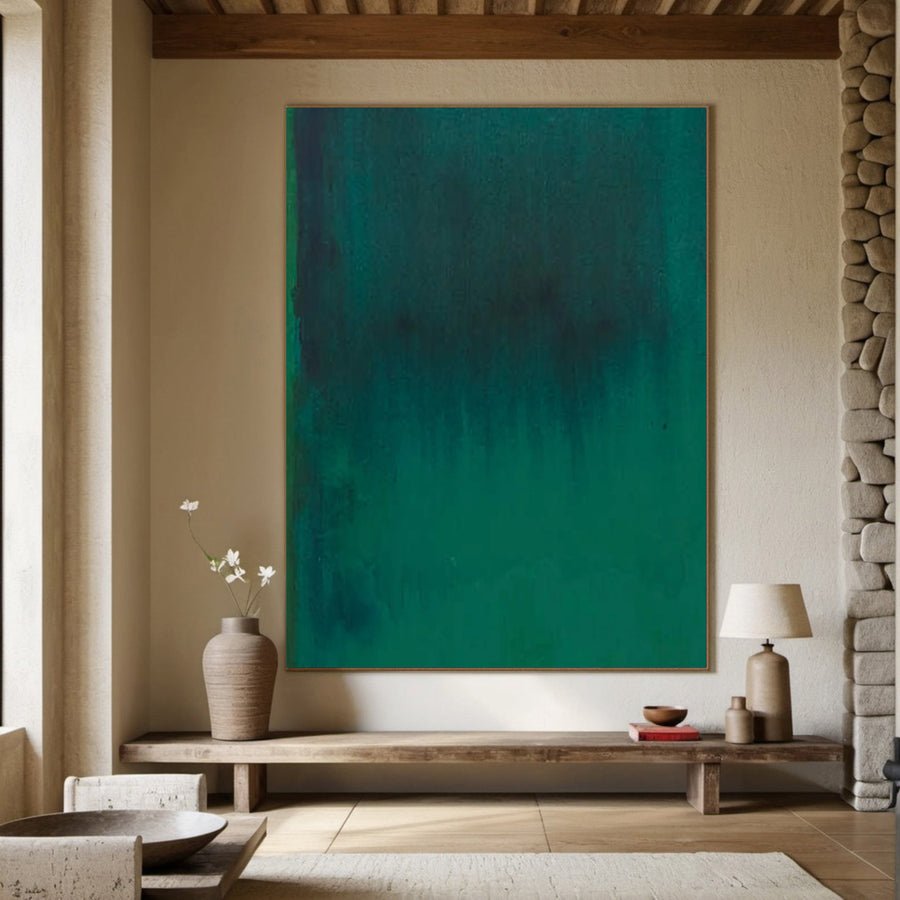 Aurora Green Abstract Painting, Textured Minimalist Art #BGA 116 hand-painted oil painting