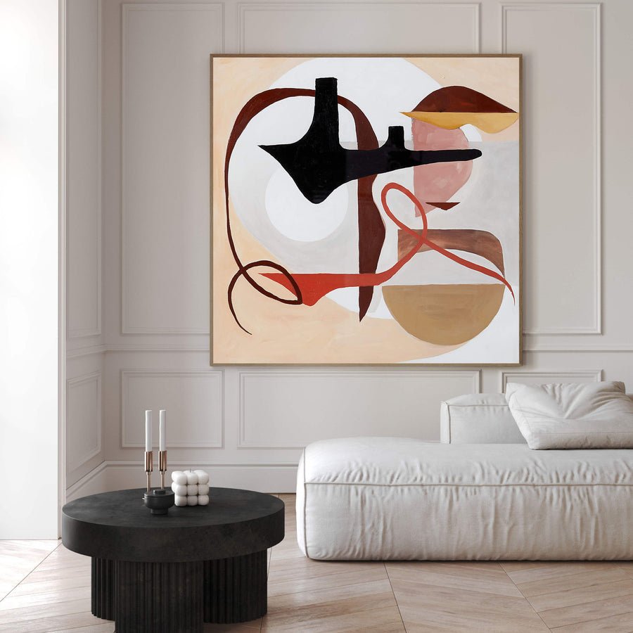 Balanced Organic Abstraction, Earth Tones and Delicate Lines #BGA 069 hand-painted oil painting