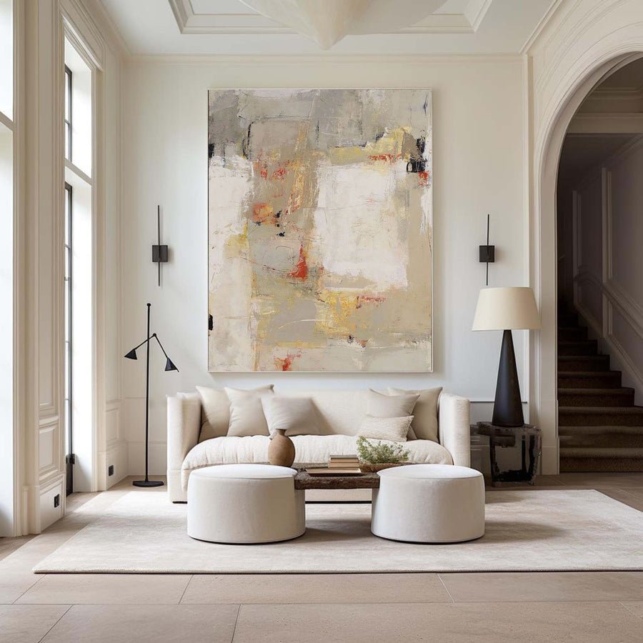 Beige & Brown Abstract Painting #BBA 002 hand-painted oil painting
