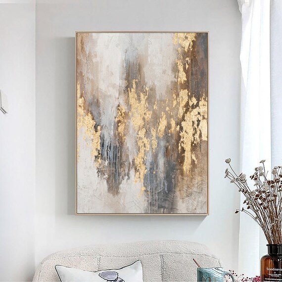 Beige & Brown Abstract Painting #BBA 007 hand-painted oil painting