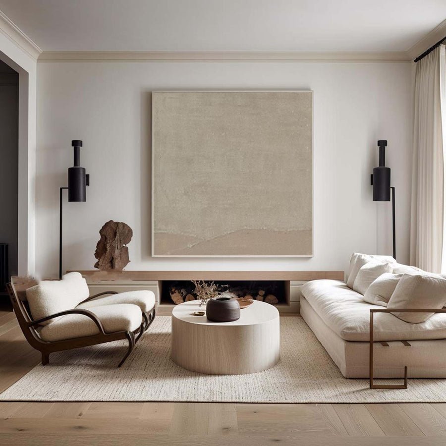 Beige & Brown Abstract Painting #BBA 009 hand-painted oil painting