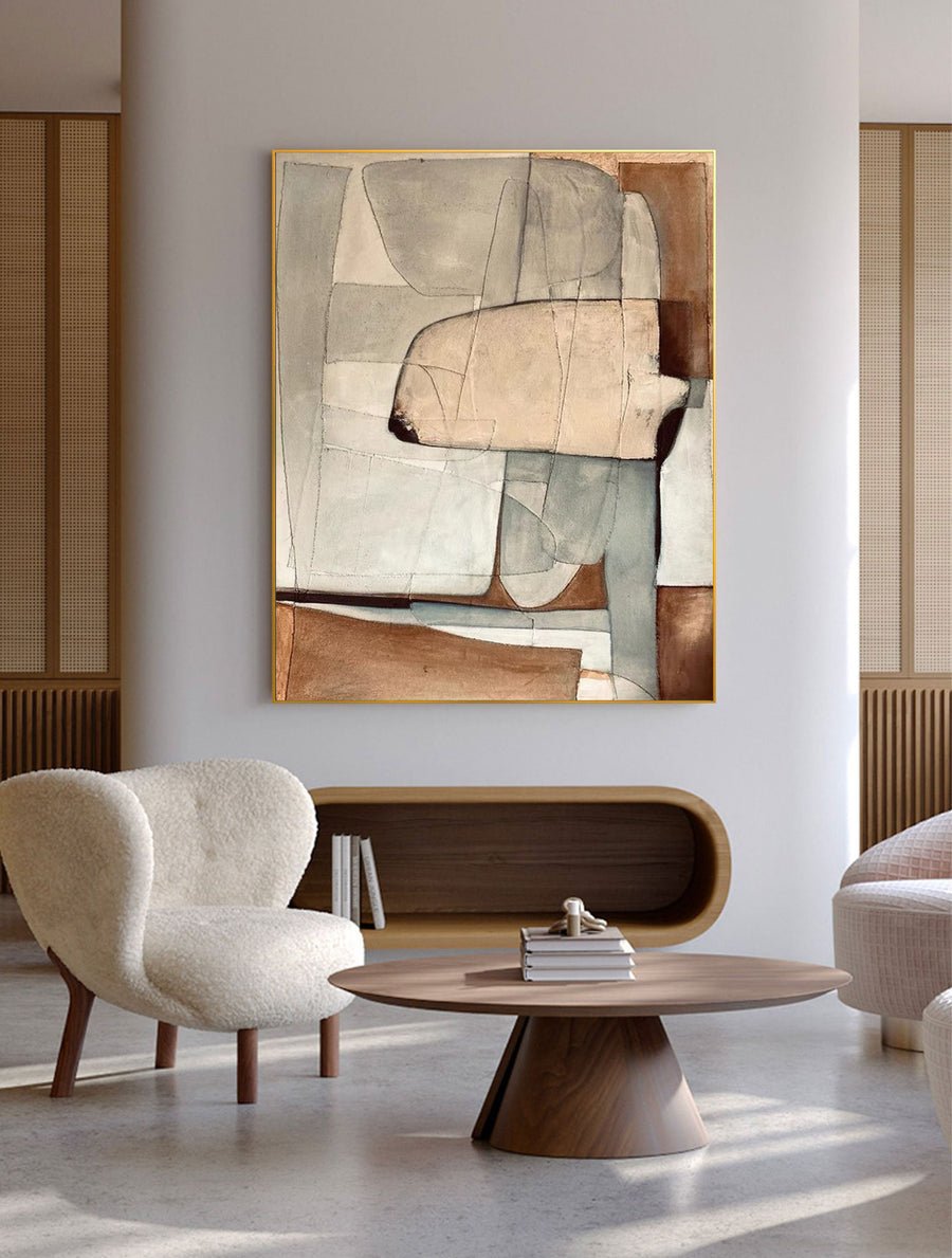 Beige & Brown Abstract Painting #CXA 004 hand-painted oil painting