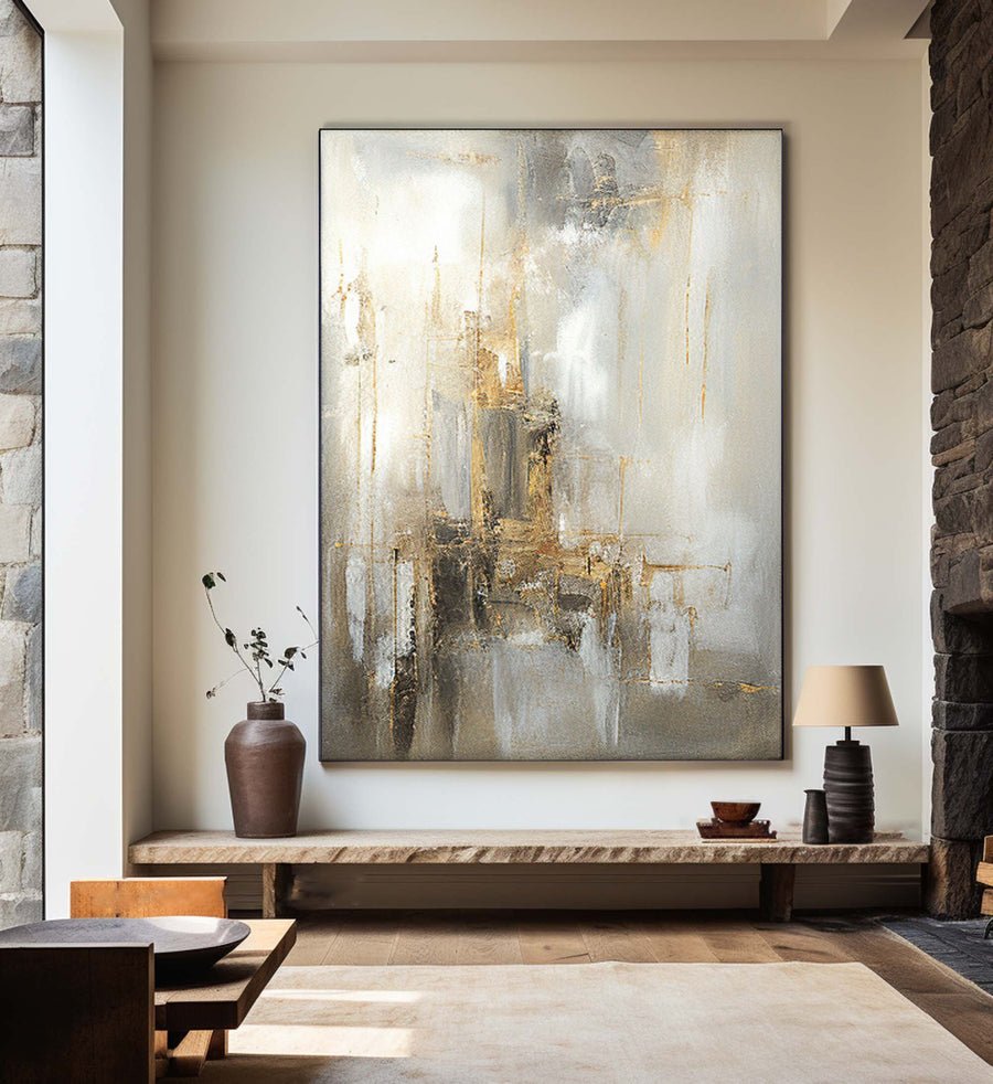 Beige & Brown Abstract Painting #CXA 006 hand-painted oil painting