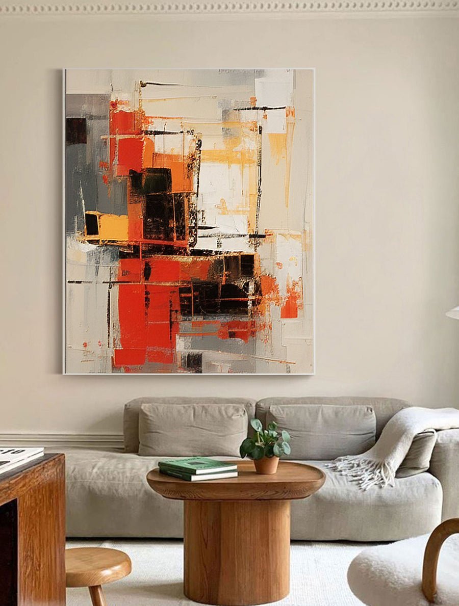 Beige & Brown Abstract Painting #CXA 007 hand-painted oil painting