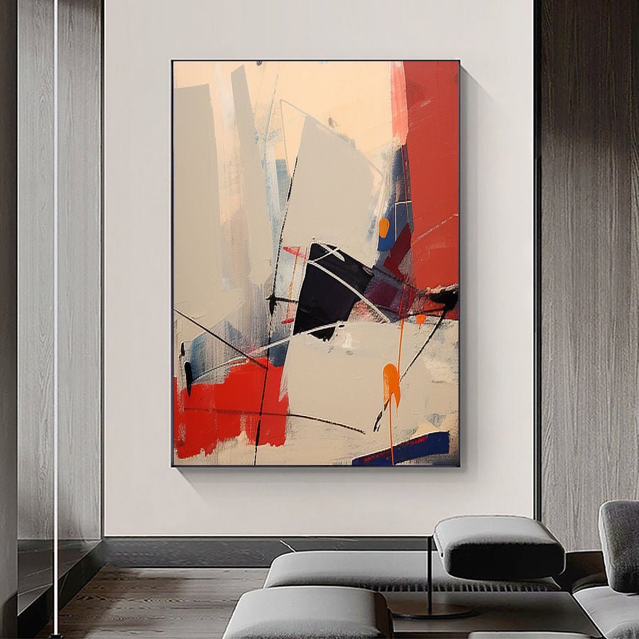 Beige & Brown Abstract Painting #CXA 008 hand-painted oil painting