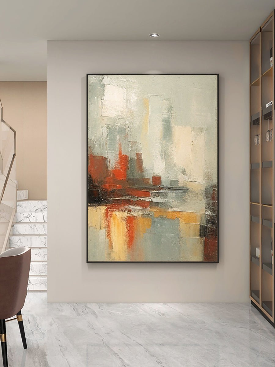 Beige & Brown Abstract Painting #CXA 009 hand-painted oil painting