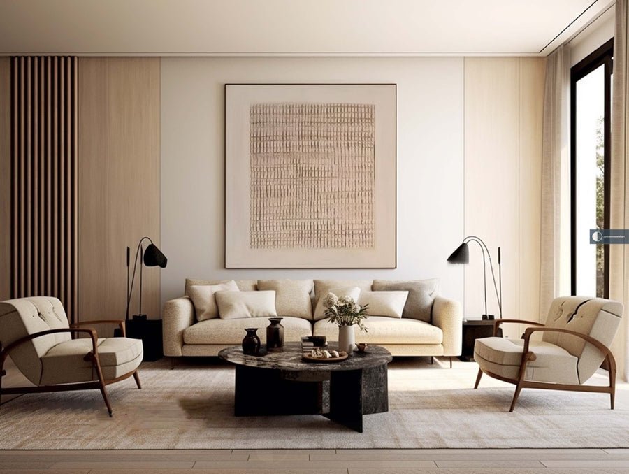 Beige & Brown Abstract Painting #CXA 013 hand-painted oil painting