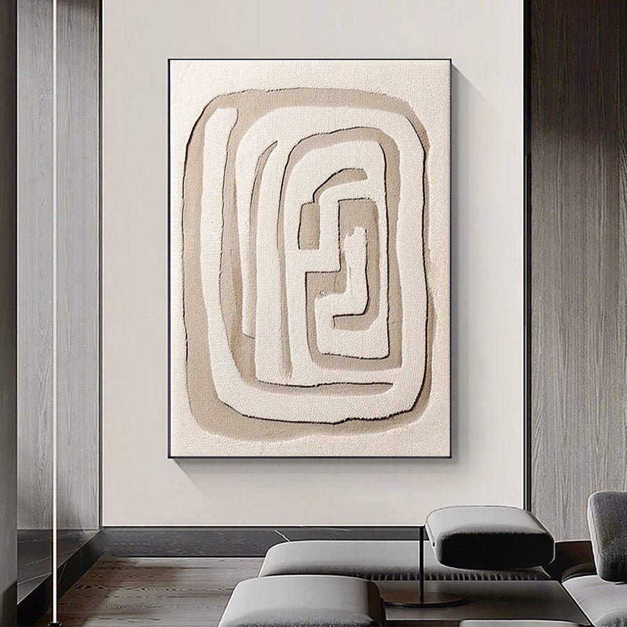 Beige & Brown Abstract Painting #CXA 015 hand-painted oil painting