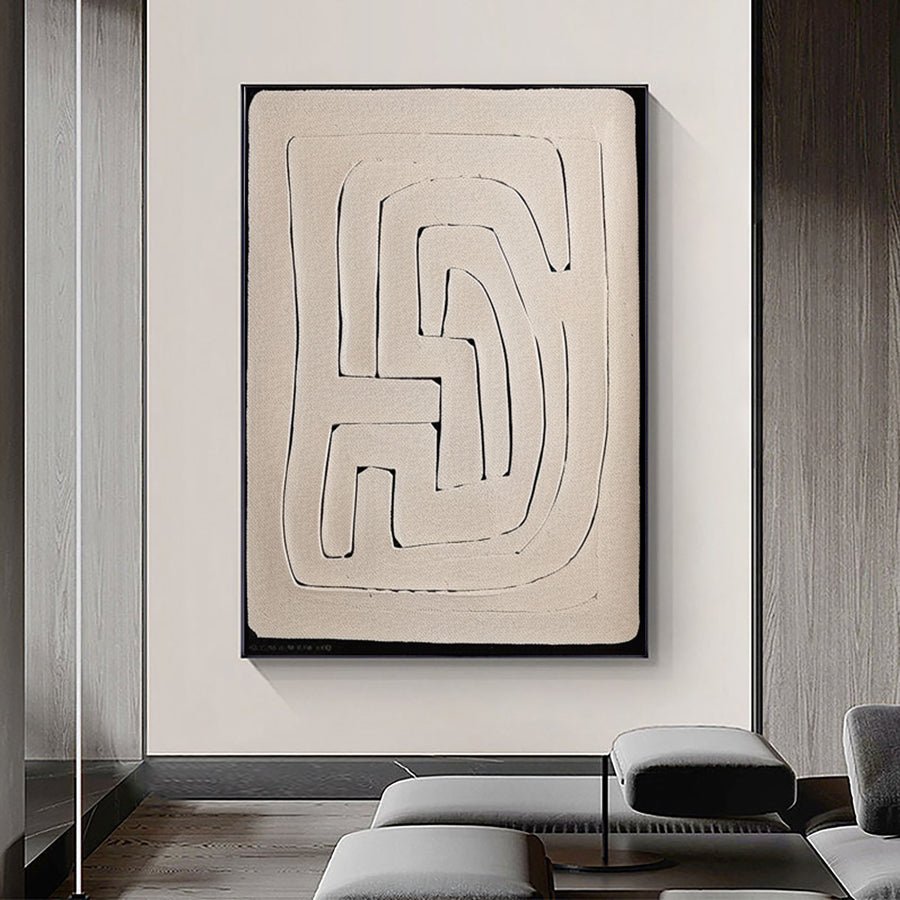 Beige & Brown Abstract Painting #CXA 017 hand-painted oil painting