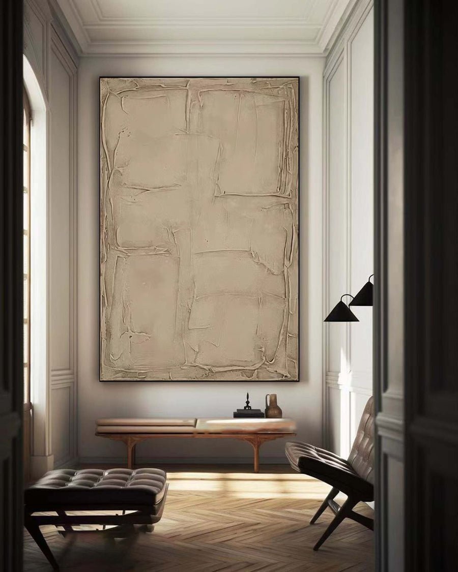Beige & Brown Abstract Painting #CXA 020 hand-painted oil painting