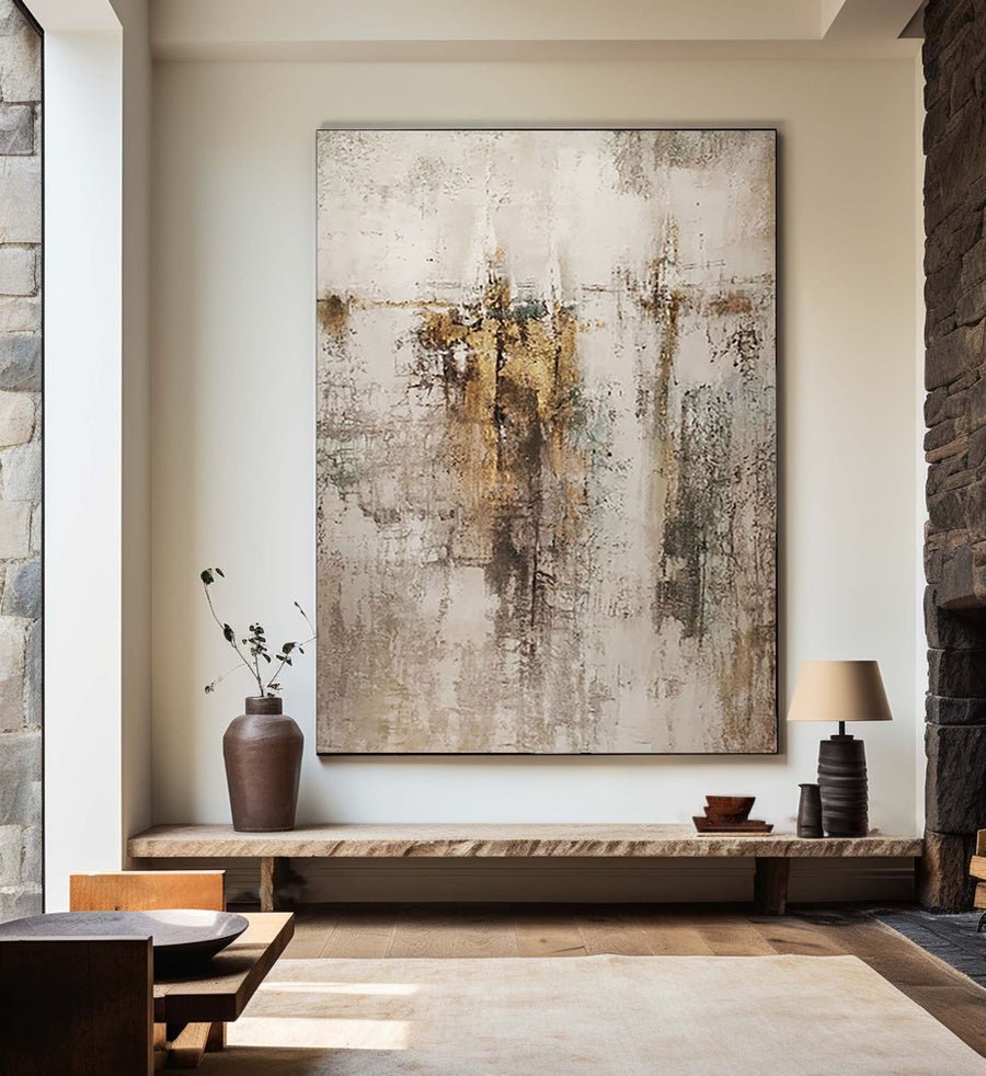 Beige & Brown Abstract Painting #CXA 022 hand-painted oil painting