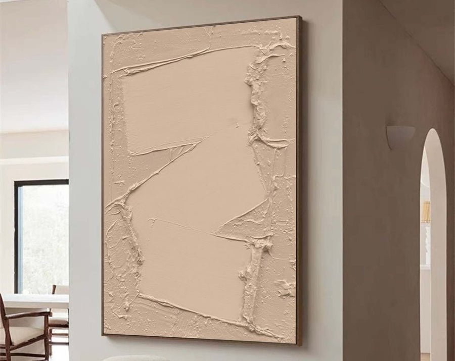 Beige & Brown Abstract Painting #CXA 031 hand-painted oil painting