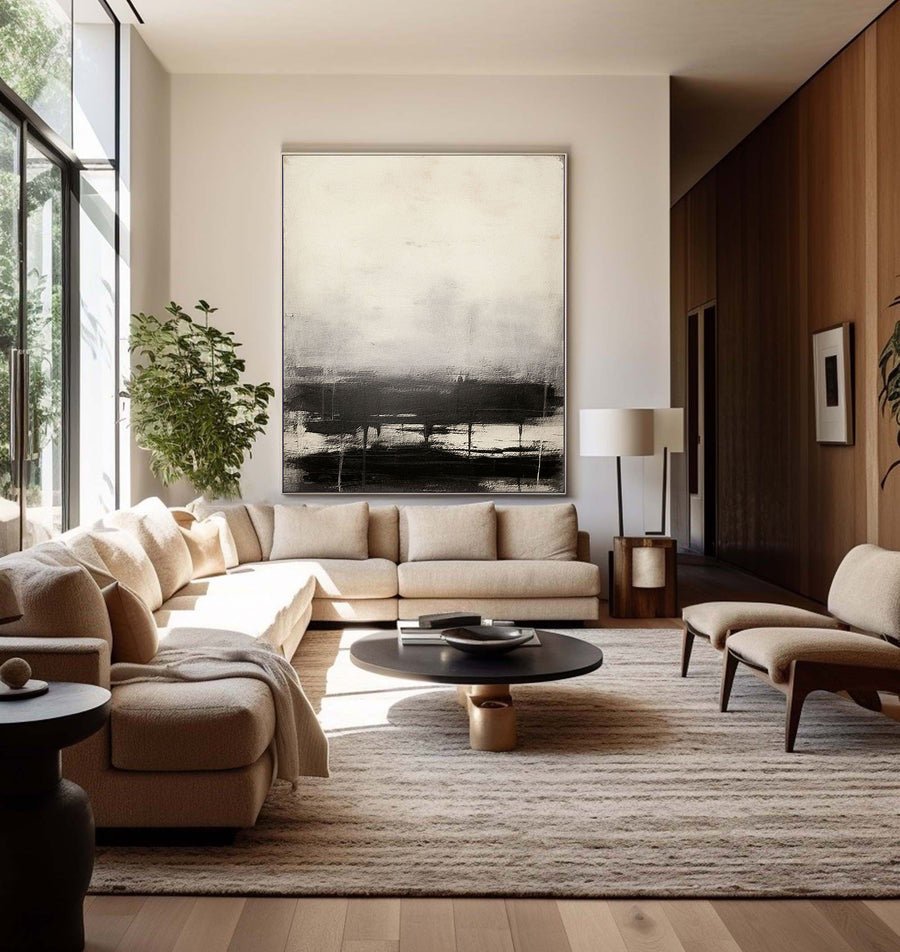 Beige & Brown Abstract Painting #LL 003 hand-painted oil painting