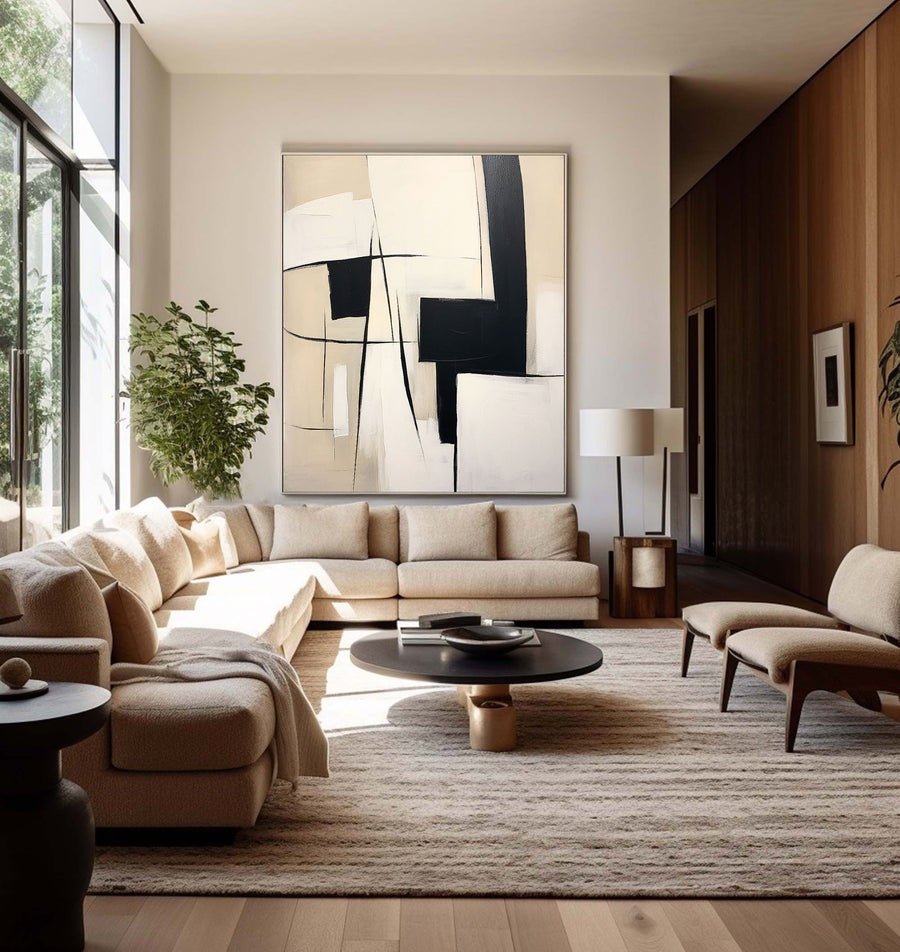 Beige & Brown Abstract Painting #LL 004 hand-painted oil painting