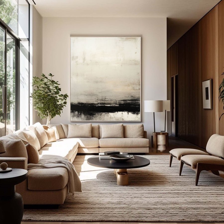 Beige & Brown Abstract Painting #LL 007 hand-painted oil painting