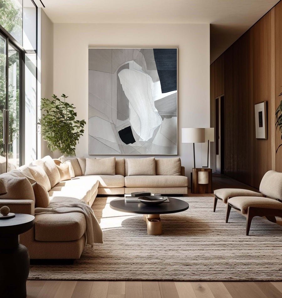 Beige & Brown Abstract Painting #LL 009 hand-painted oil painting