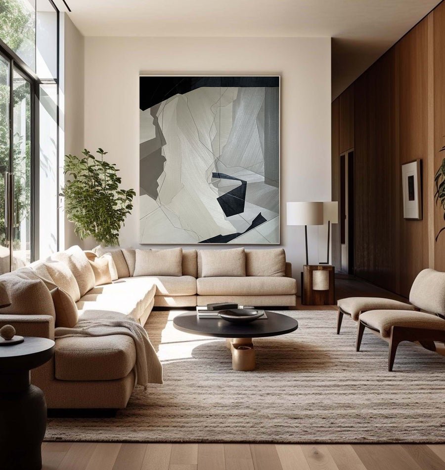Beige & Brown Abstract Painting #LL 010 hand-painted oil painting