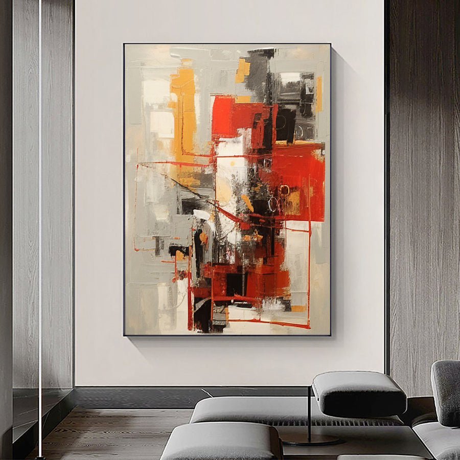 Beige & Brown Abstract Painting #LL 014 hand-painted oil painting