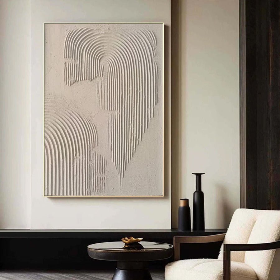 Beige & Brown Abstract Painting #LL 016 hand-painted oil painting