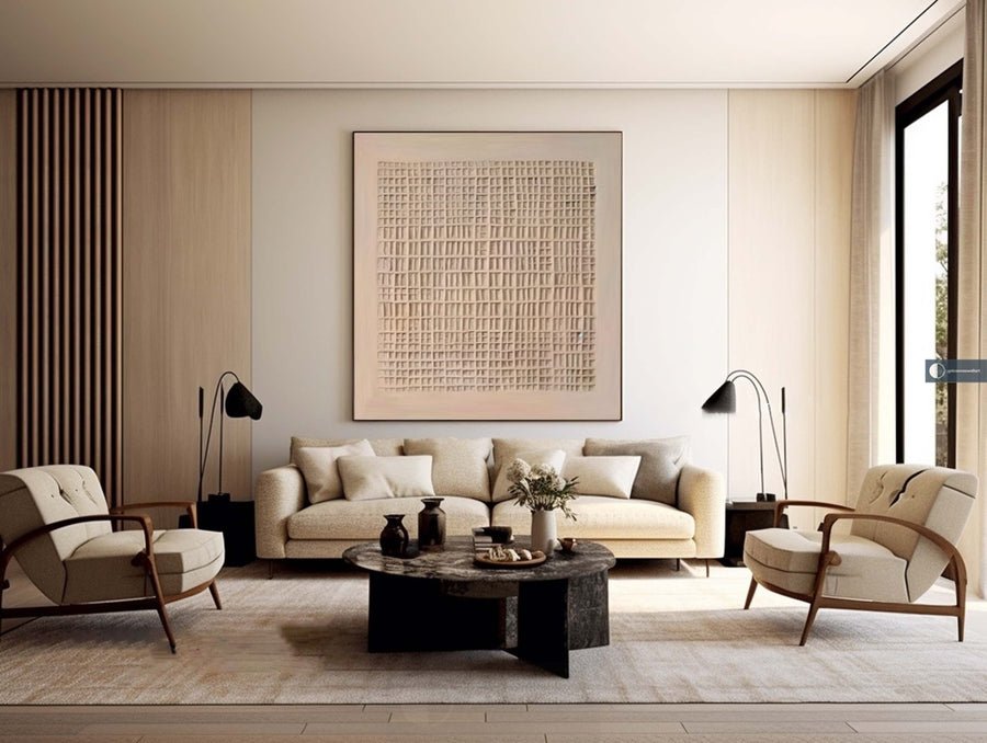 Beige & Brown Abstract Painting #LL 020 hand-painted oil painting