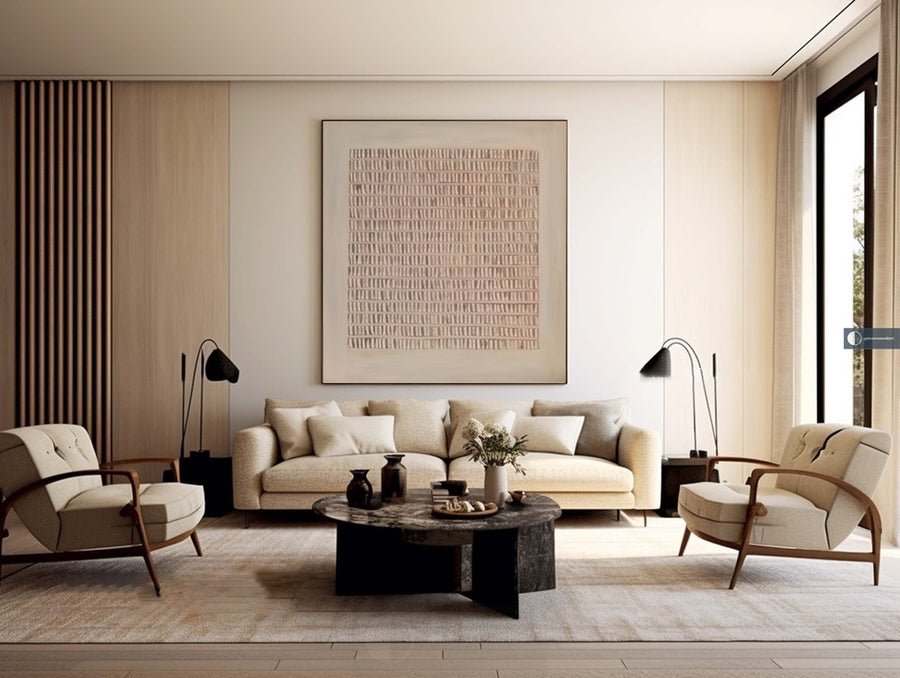 Beige & Brown Abstract Painting #LL 021 hand-painted oil painting