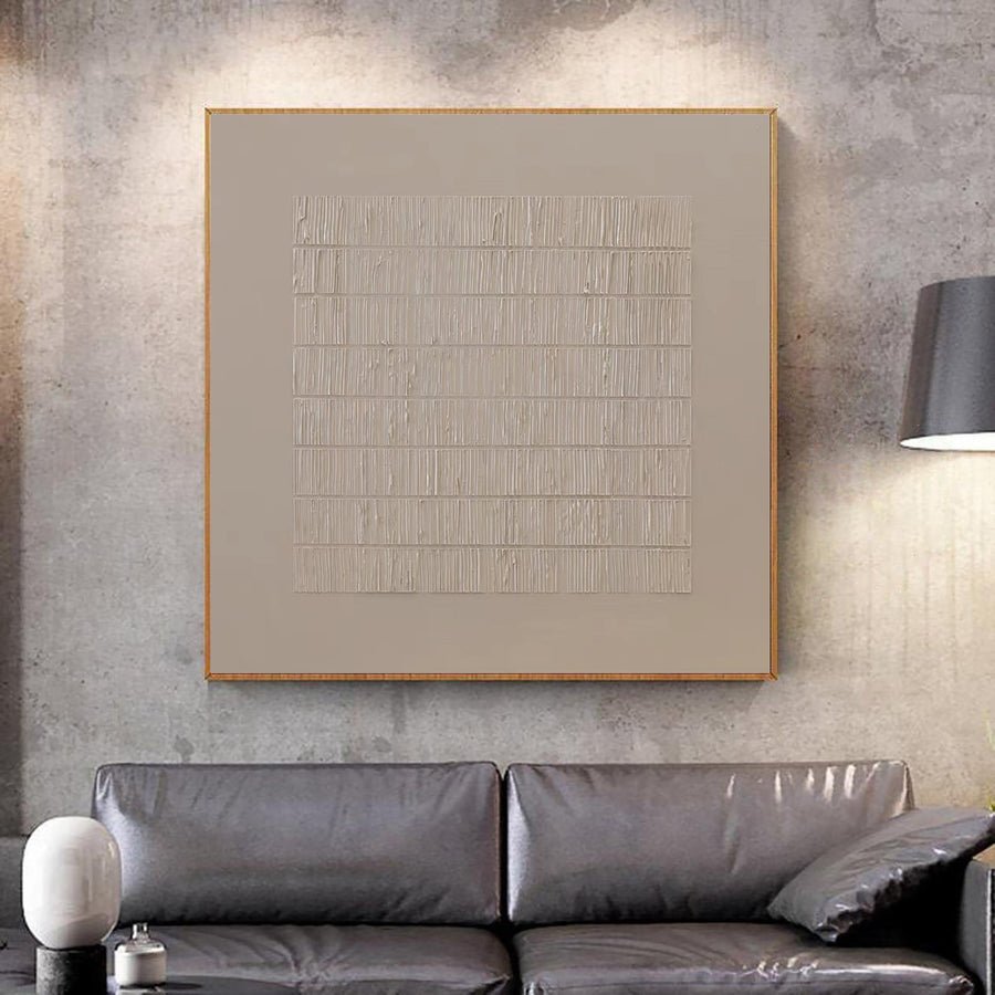 Beige & Brown Abstract Painting #LL 022 hand-painted oil painting