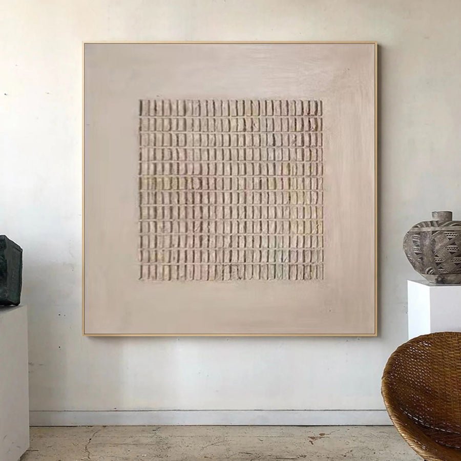 Beige & Brown Abstract Painting #LL 024 hand-painted oil painting