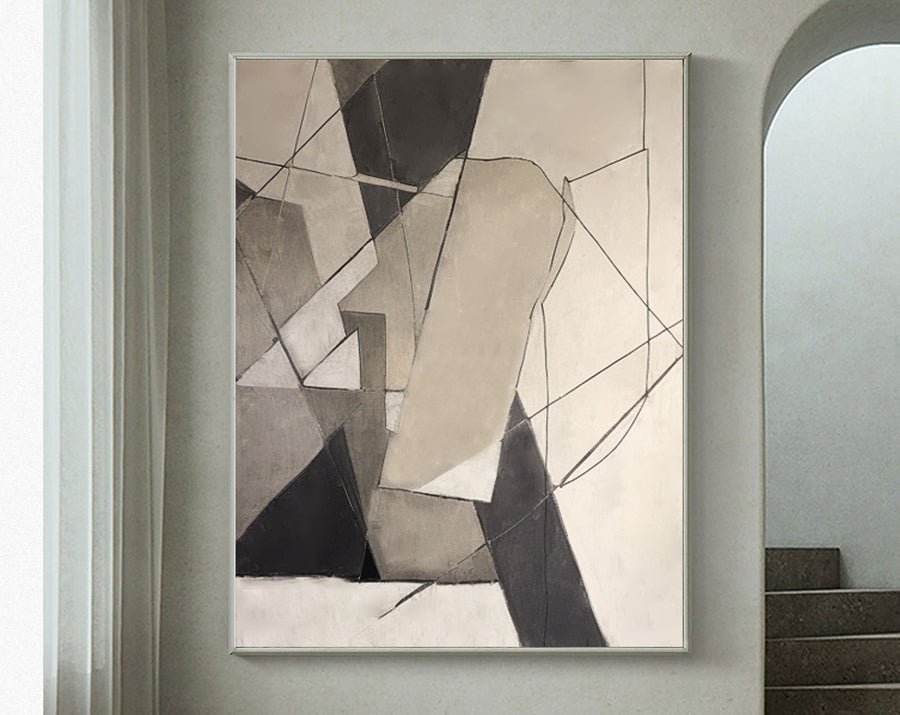 Beige & Brown Abstract Painting #LL 026 hand-painted oil painting