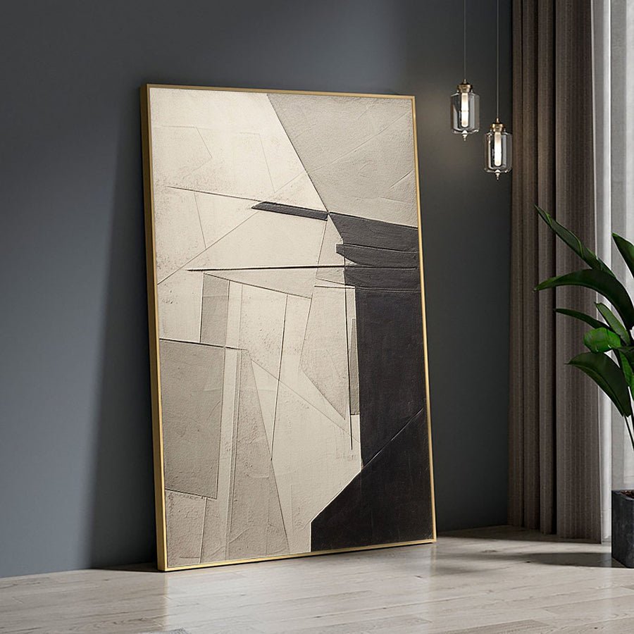 Beige & Brown Abstract Painting #LL 027 hand-painted oil painting
