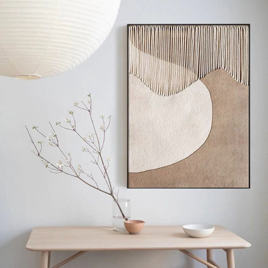 Beige & Brown Abstract Painting #LL 028 hand-painted oil painting