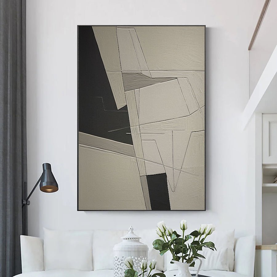 Beige & Brown Abstract Painting #LL 030 hand-painted oil painting
